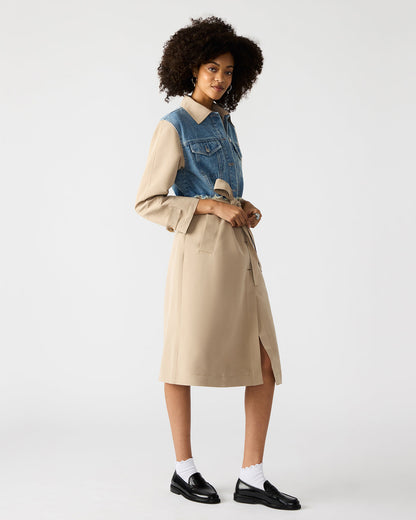 SORAYA Denim Multi Women's Long-Sleeved Button-Up Coat Steve Madden DENIM MULTI