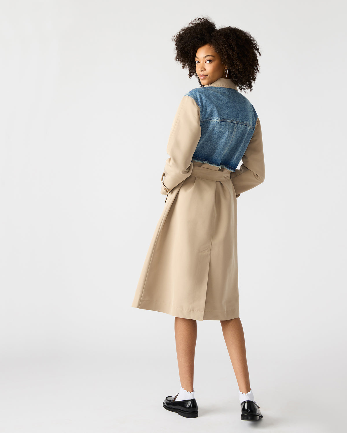 SORAYA Denim Multi Women's Long-Sleeved Button-Up Coat Steve Madden DENIM MULTI