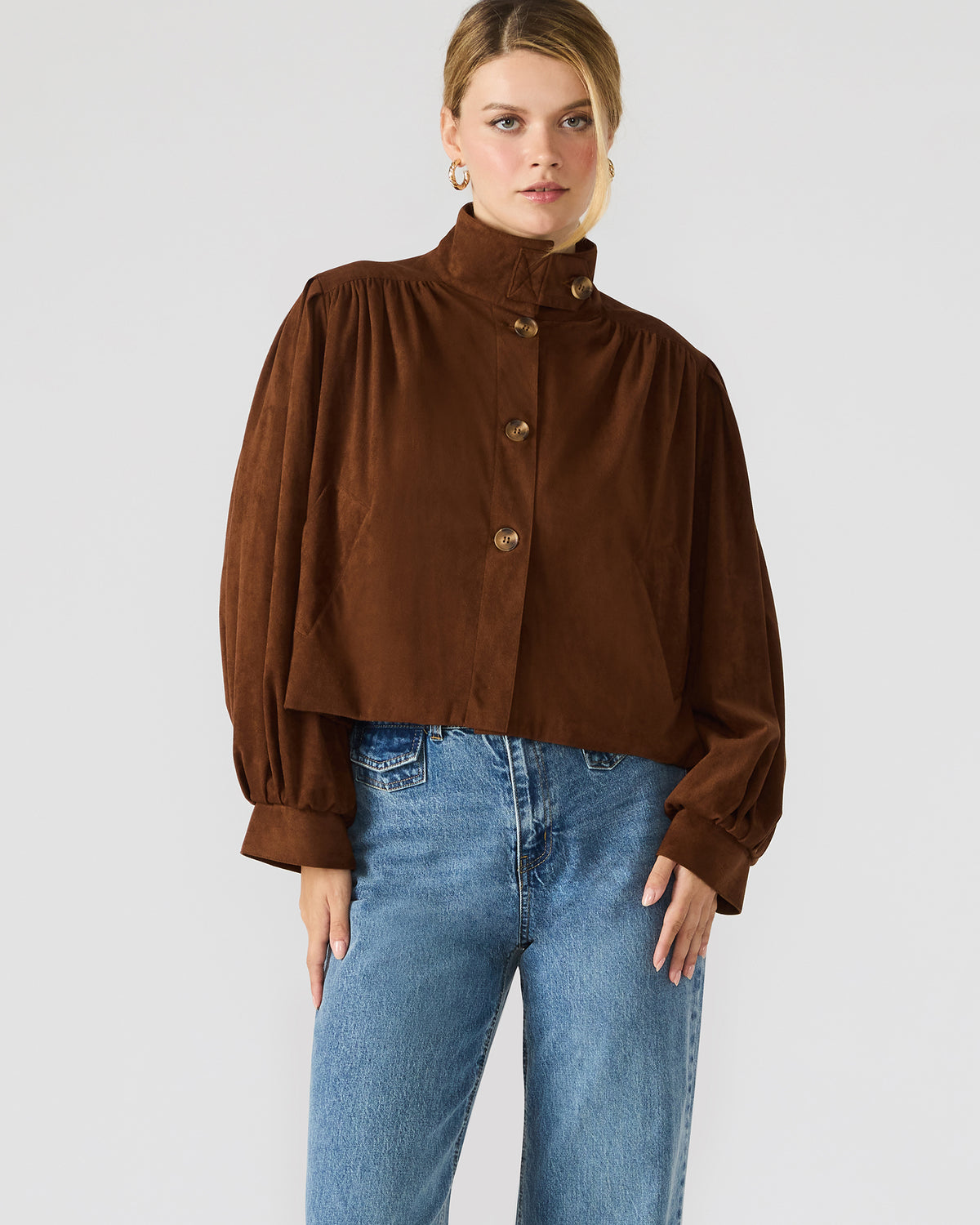 DIERDRA Chicory Coffee Long-Sleeved Button-Up Women's Jacket Steve Madden CHICORY COFFEE