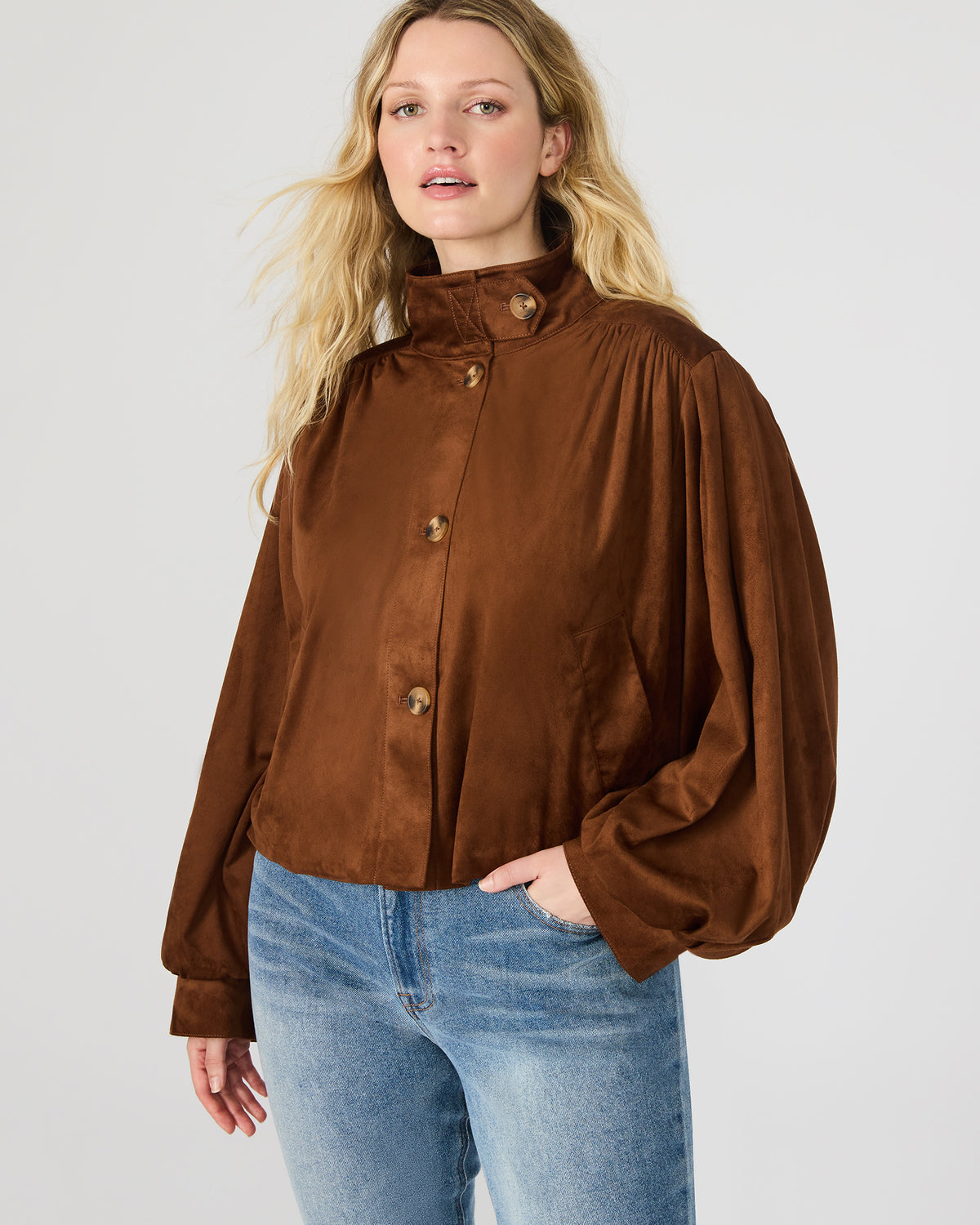 DIERDRA Chicory Coffee Long-Sleeved Button-Up Women's Jacket Steve Madden CHICORY COFFEE