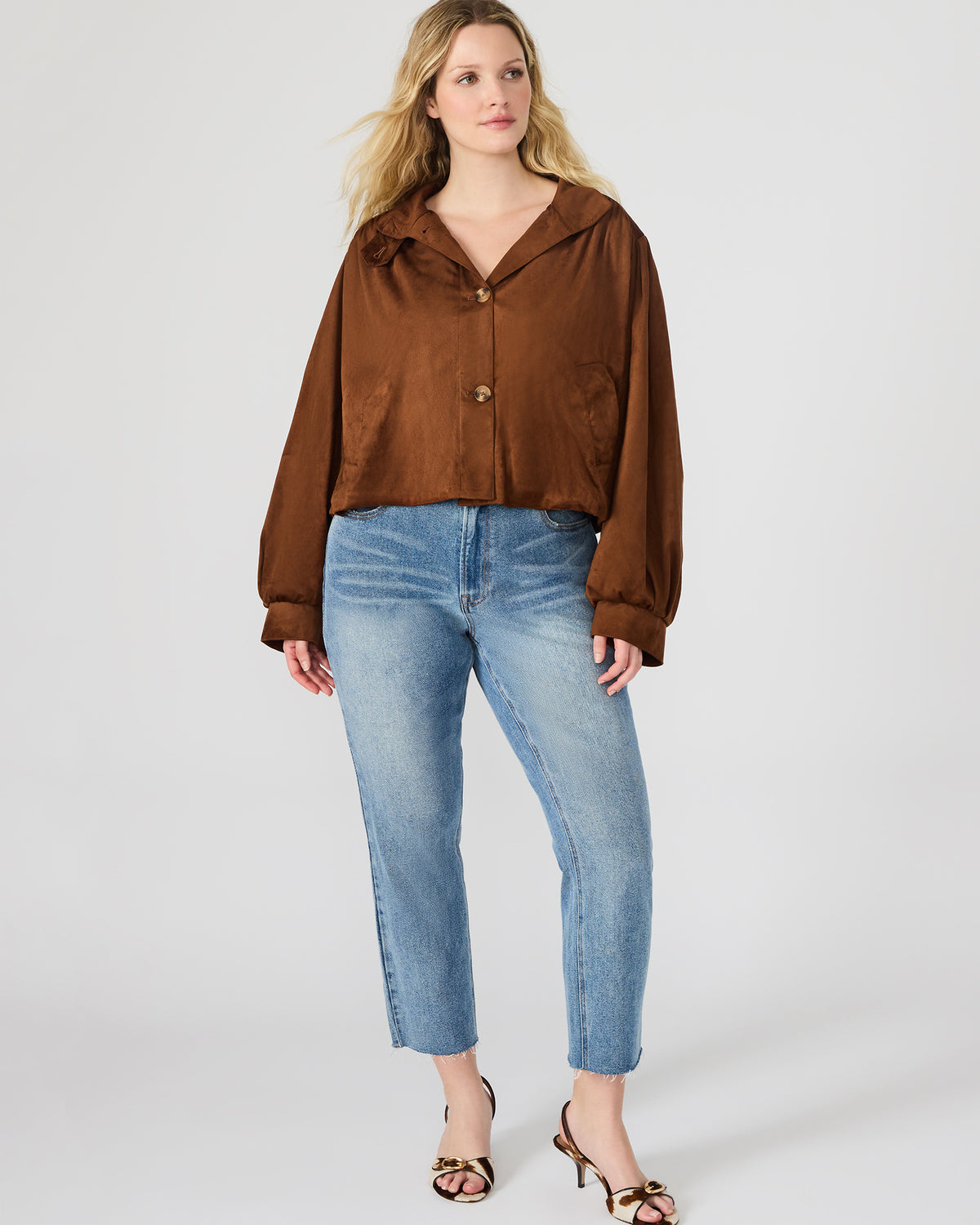 DIERDRA Chicory Coffee Long-Sleeved Button-Up Women's Jacket Steve Madden CHICORY COFFEE