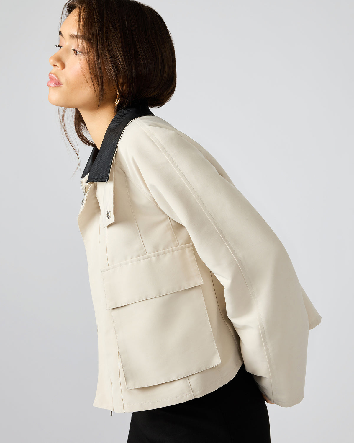JUSTINA Barn Oatmeal Long-Sleeved Button-Up Women's Jacket Steve Madden BEIGE