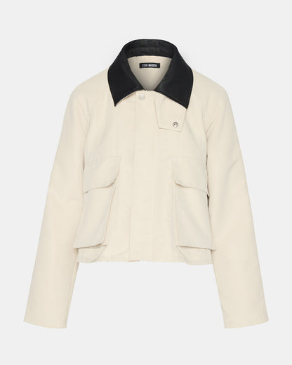 JUSTINA Barn Oatmeal Long-Sleeved Button-Up Women's Jacket Steve Madden BEIGE
