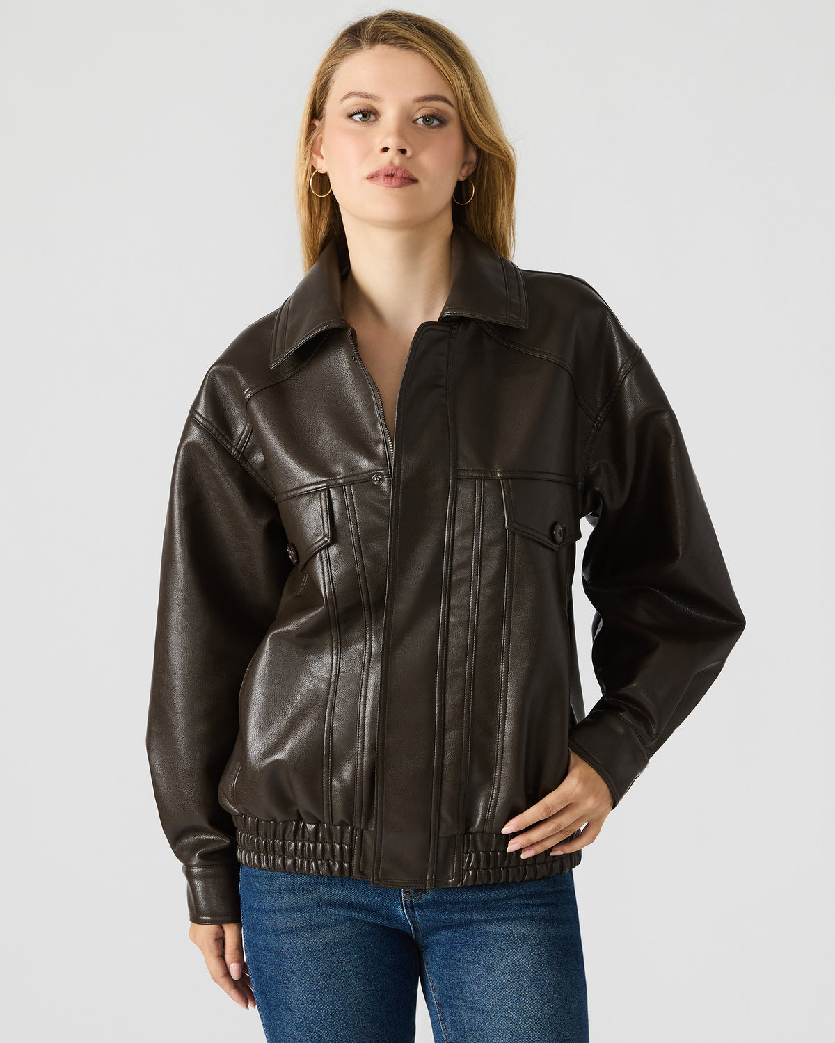 HENSON Coco Faux Leather Long-Sleeved Women's Jacket Steve Madden COCO
