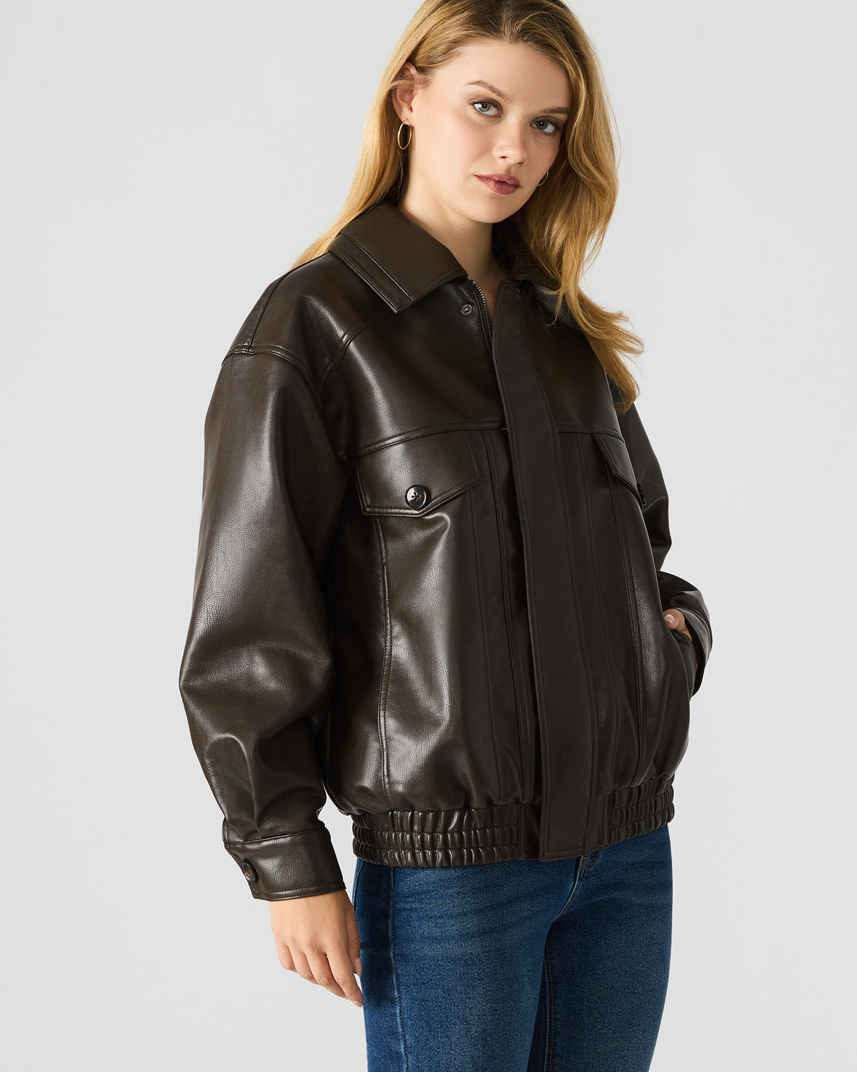 HENSON Coco Faux Leather Long-Sleeved Women's Jacket Steve Madden COCO