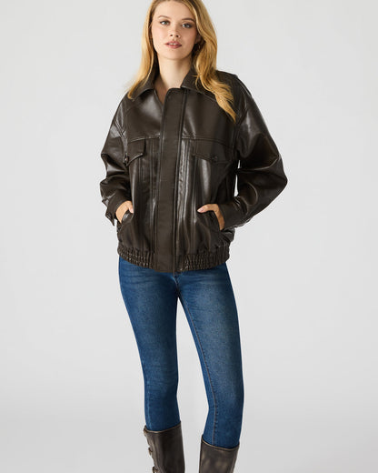 HENSON Coco Faux Leather Long-Sleeved Women's Jacket Steve Madden COCO