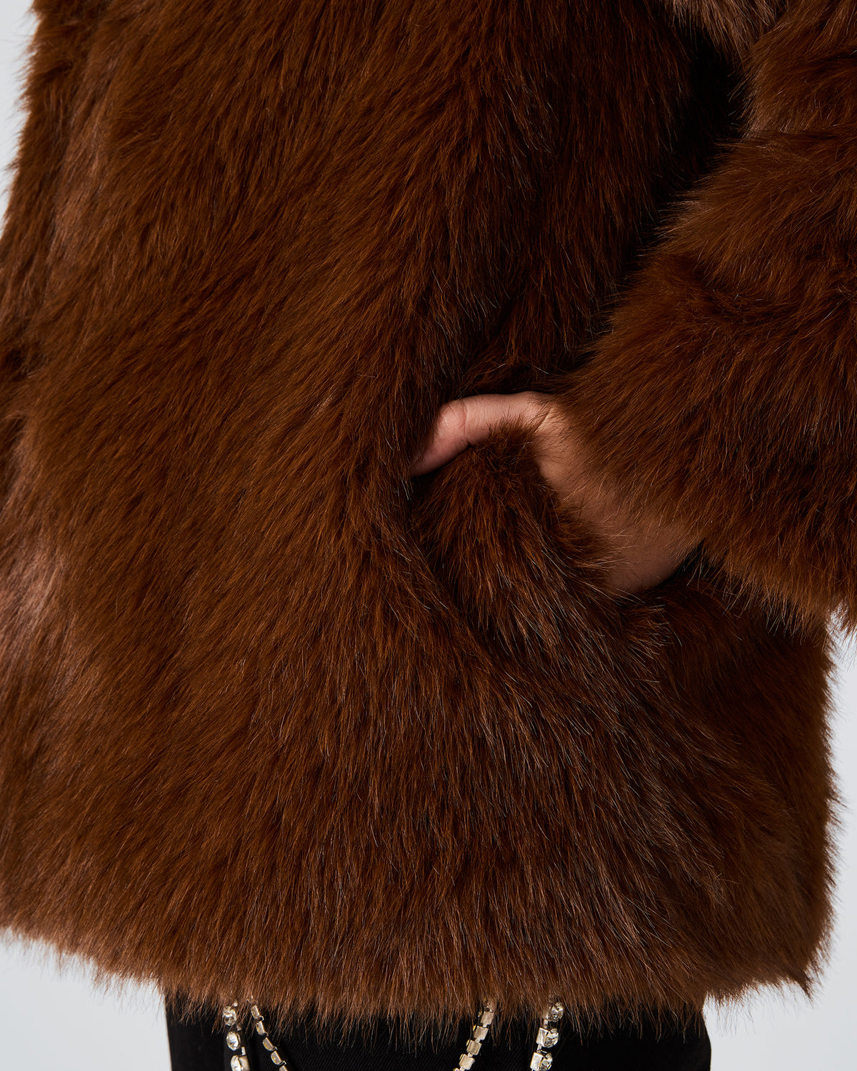 KINDRA Brown Faux Fur Collared Women's Coat Steve Madden BROWN