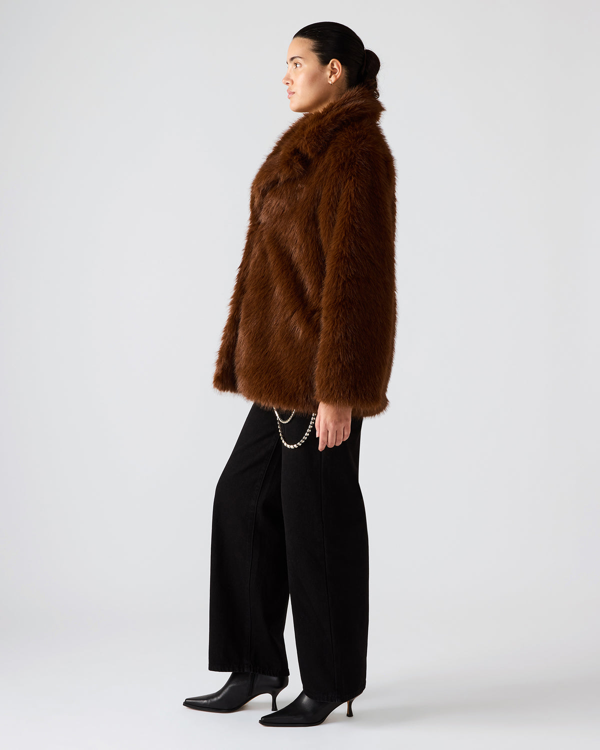 KINDRA Brown Faux Fur Collared Women's Coat Steve Madden BROWN