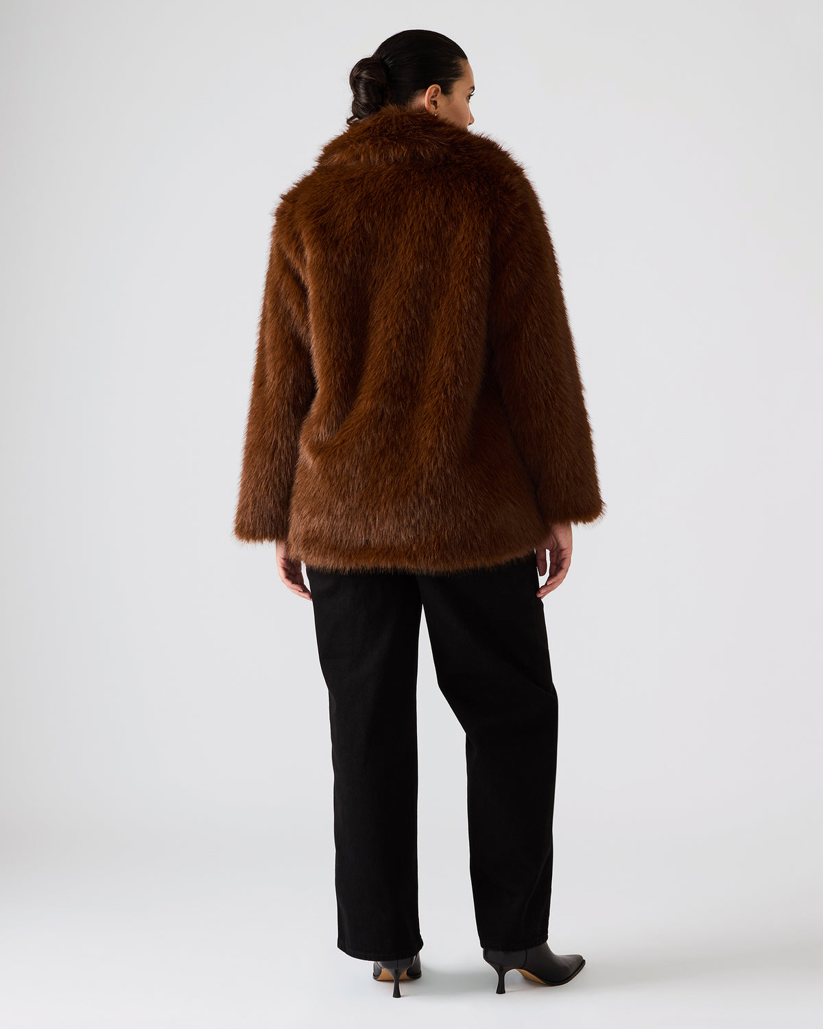 KINDRA Brown Faux Fur Collared Women's Coat Steve Madden BROWN