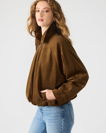 MACKEY Chestnut Long-Sleeved Zip-Up Women's Jacket Steve Madden CHESTNUT