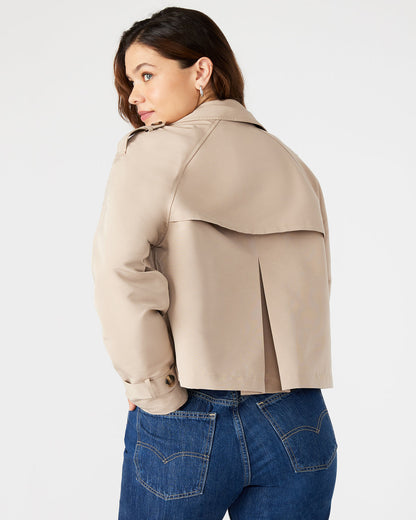 SIRUS Khaki Women's Cropped Denim Trench Coat Steve Madden KHAKI FAB