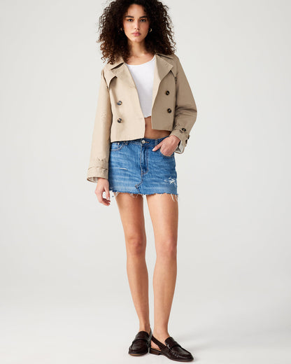SIRUS Khaki Women's Cropped Denim Trench Coat Steve Madden KHAKI FAB
