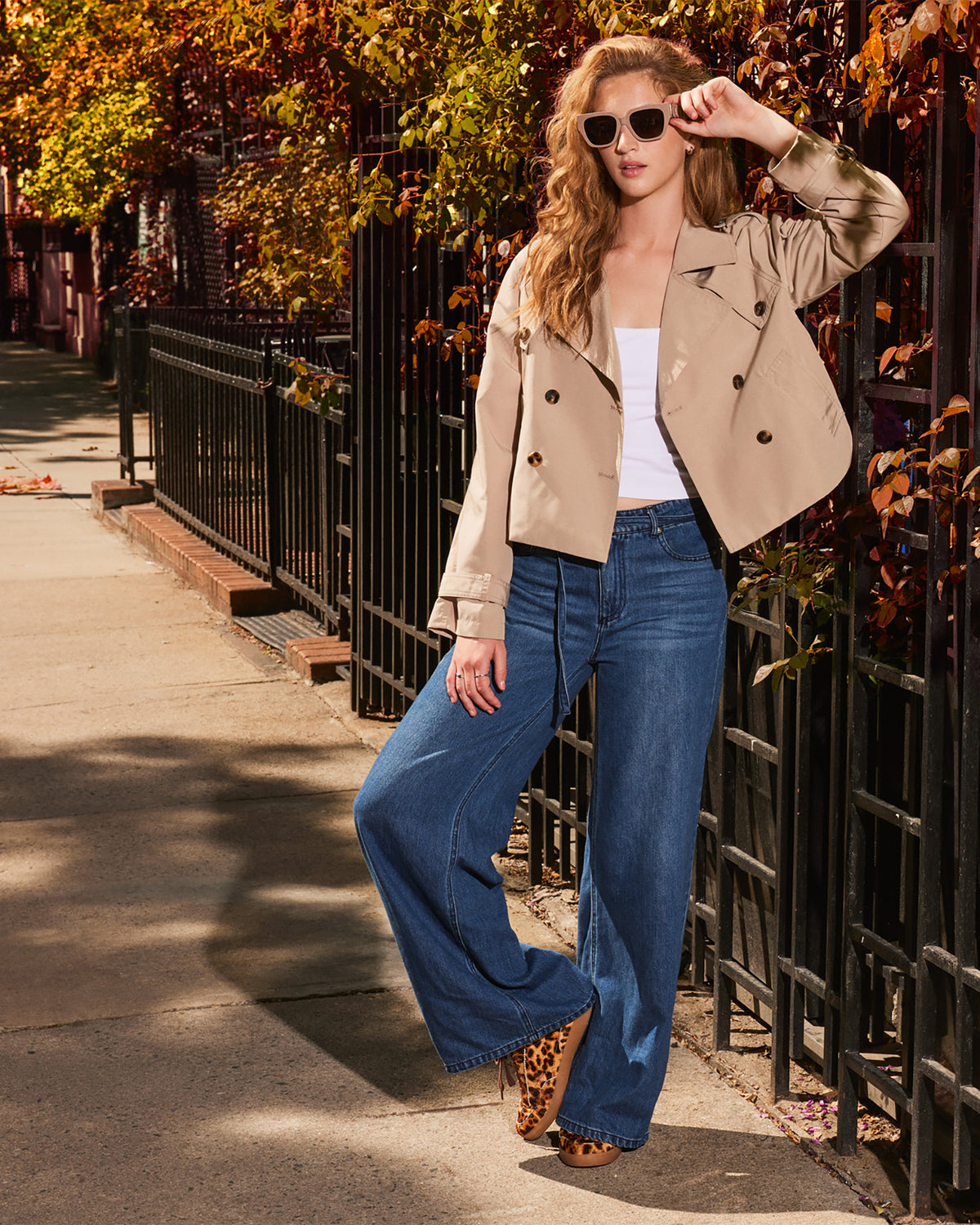 SIRUS Khaki Women's Cropped Denim Trench Coat Steve Madden KHAKI FAB