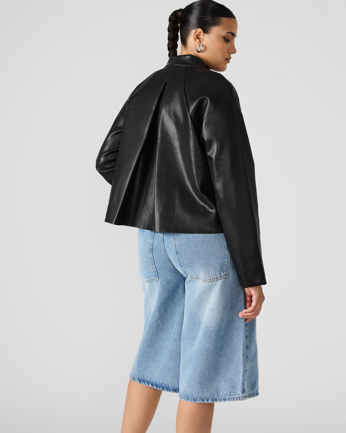 JETT Black Long-Sleeved Faux Leather Zip-Up Women's Jacket Steve Madden BLACK