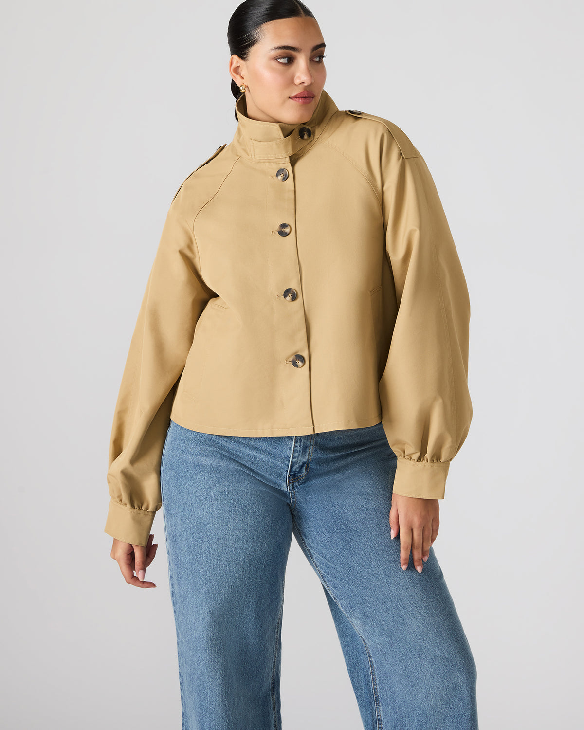 KAYLEE Medium Khaki Long-Sleeved Button-Up Women's Jacket Steve Madden MEDIUM KHAKI