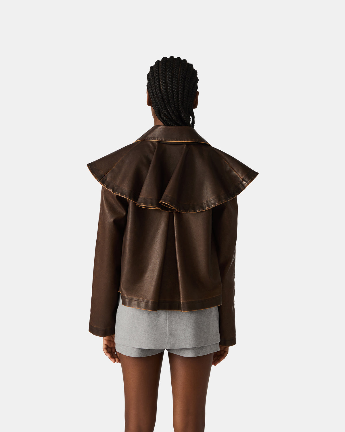 VARVARA Chocolate Long-Sleevd Faux Leather Women's Jacket Steve Madden CHOCOLATE