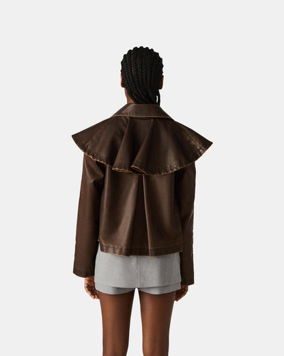 VARVARA Chocolate Long-Sleevd Faux Leather Women's Jacket Steve Madden CHOCOLATE