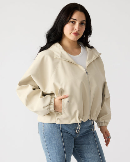 LUMI Bone Women's Faux Leather Hooded Jacket Steve Madden BONE