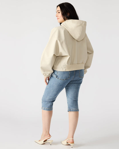 LUMI Bone Women's Faux Leather Hooded Jacket Steve Madden BONE