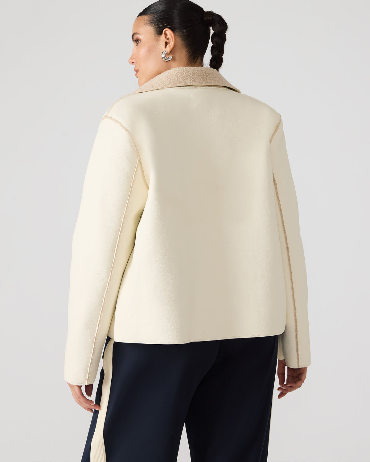 LIV Cream Button-Up Long-Sleeved Collared Women's Coat Steve Madden CREAM