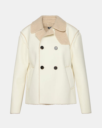 LIV Cream Button-Up Long-Sleeved Collared Women's Coat Steve Madden CREAM