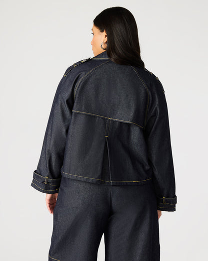 SIRUS Indigo Women's Cropped Denim Trench Coat Steve Madden INDIGO
