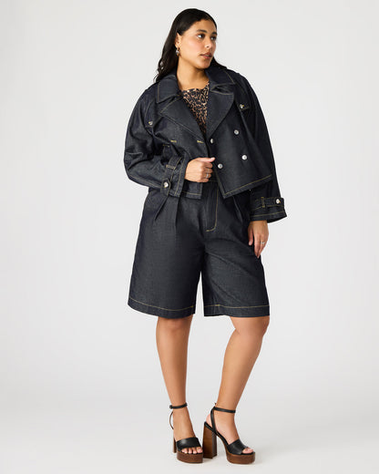 SIRUS Indigo Women's Cropped Denim Trench Coat Steve Madden INDIGO