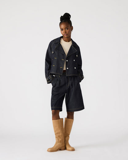 SIRUS Indigo Women's Cropped Denim Trench Coat Steve Madden INDIGO