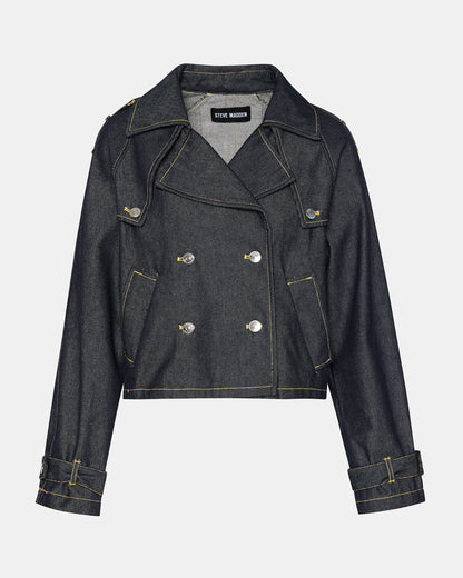 SIRUS Indigo Women's Cropped Denim Trench Coat Steve Madden INDIGO