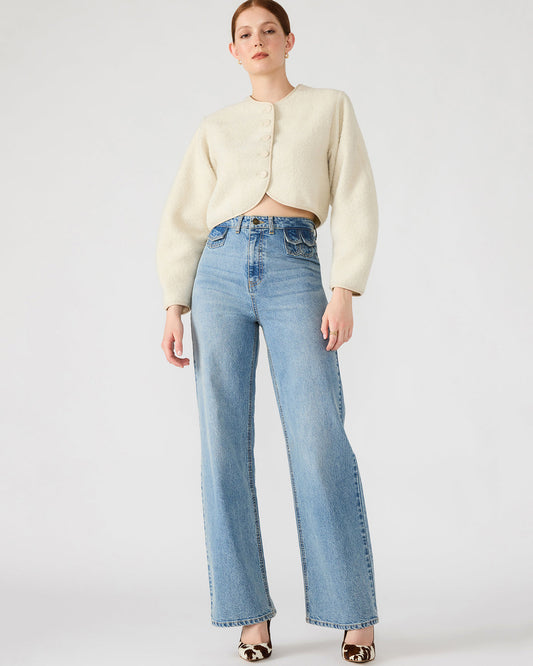 EMILI Cream Long-Sleeved Bubble Button-Up Women's Jacket Steve Madden CREAM