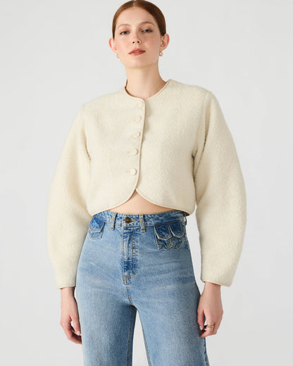 EMILI Cream Long-Sleeved Bubble Button-Up Women's Jacket Steve Madden CREAM