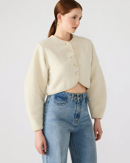 EMILI Cream Long-Sleeved Bubble Button-Up Women's Jacket Steve Madden CREAM