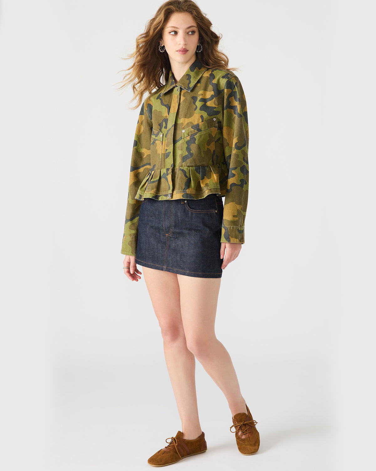 SLOAN Camouflage Long-Sleeved Zip-Up Women's Jacket Steve Madden EVERGLADE