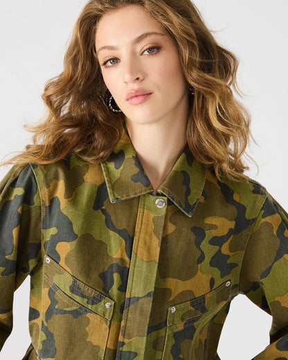 SLOAN Camouflage Long-Sleeved Zip-Up Women's Jacket Steve Madden EVERGLADE