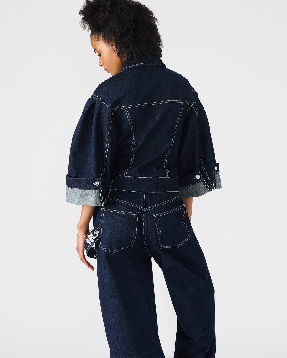 DOROTHY Bijou Blue Button-Up Denim Embellished Women's Jacket Steve Madden BIJOU BLUE