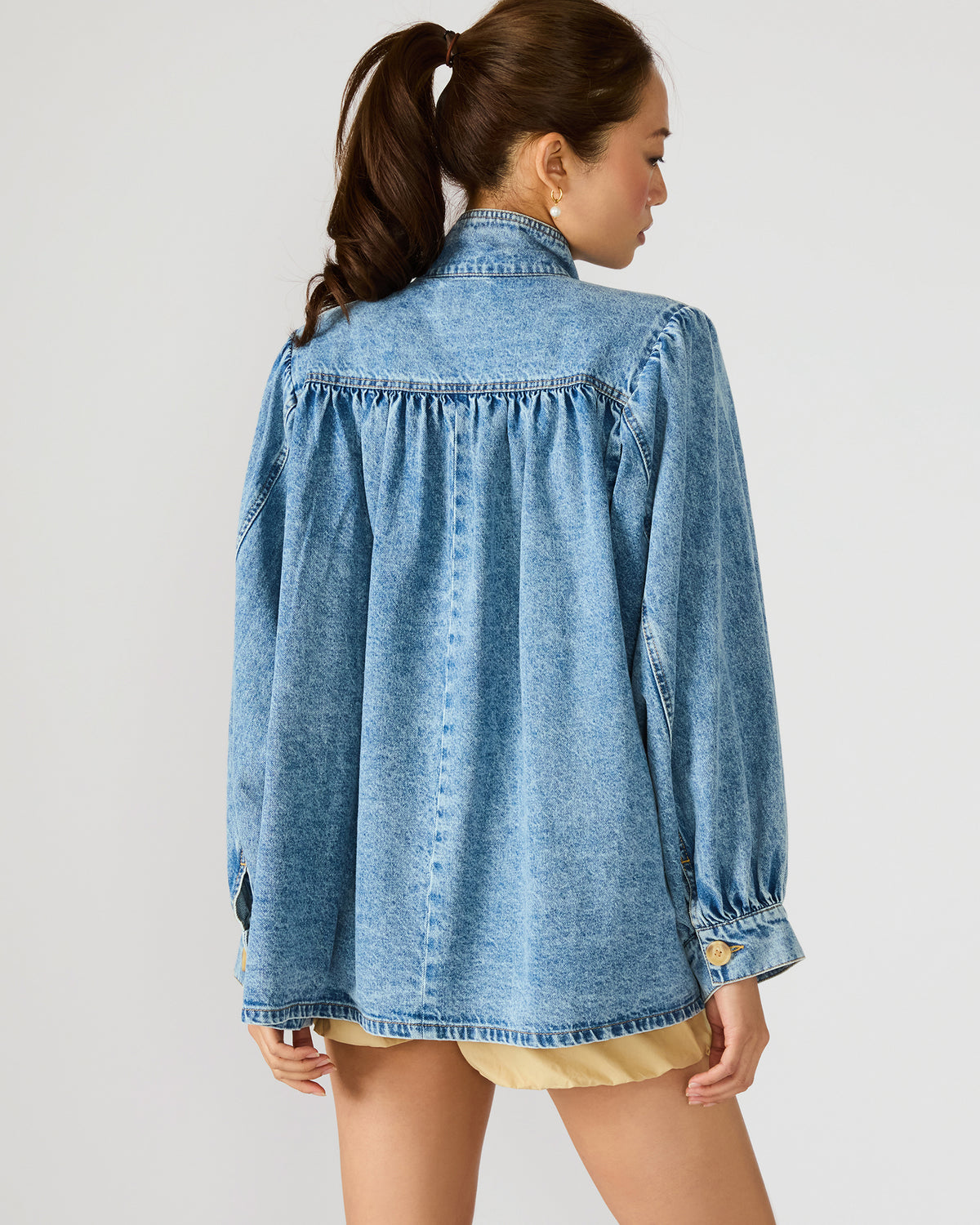 MARCELINE Denim Forever Blue Button-Up Long-Sleeved Women's Jacket Steve Madden FOREVER BLUE