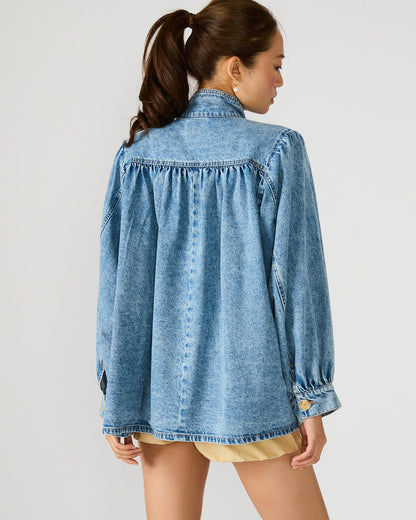 MARCELINE Denim Forever Blue Button-Up Long-Sleeved Women's Jacket Steve Madden FOREVER BLUE