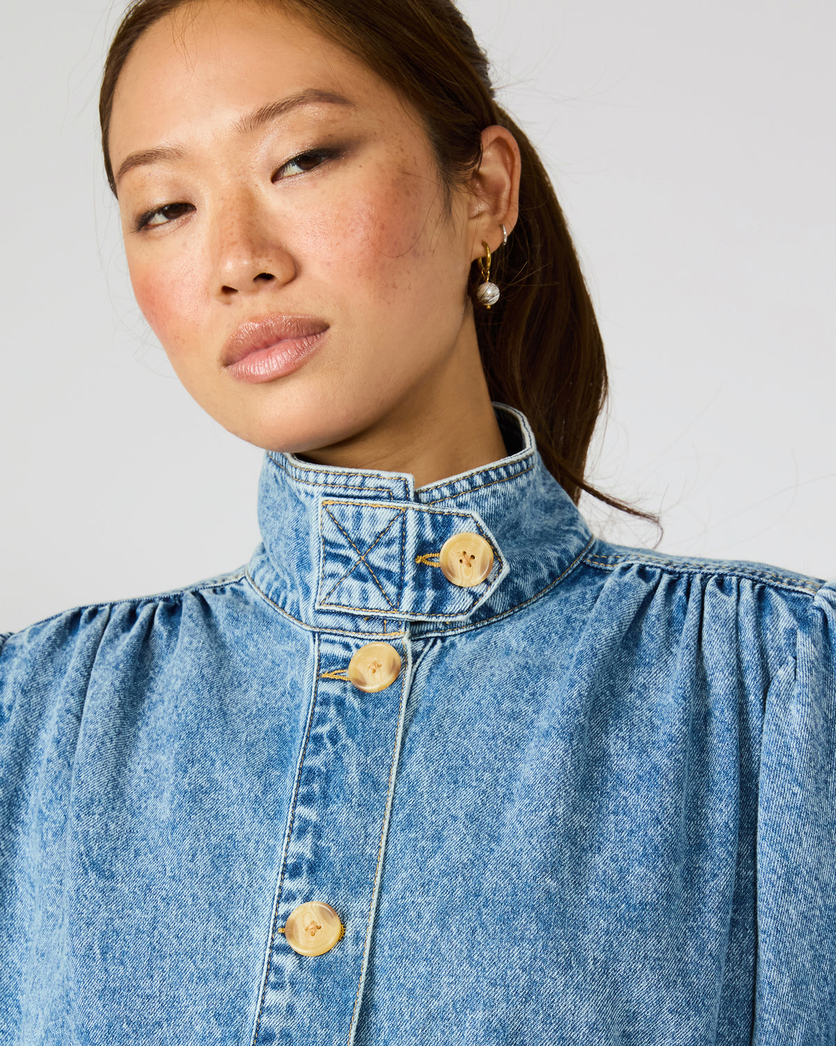 MARCELINE Denim Forever Blue Button-Up Long-Sleeved Women's Jacket Steve Madden FOREVER BLUE