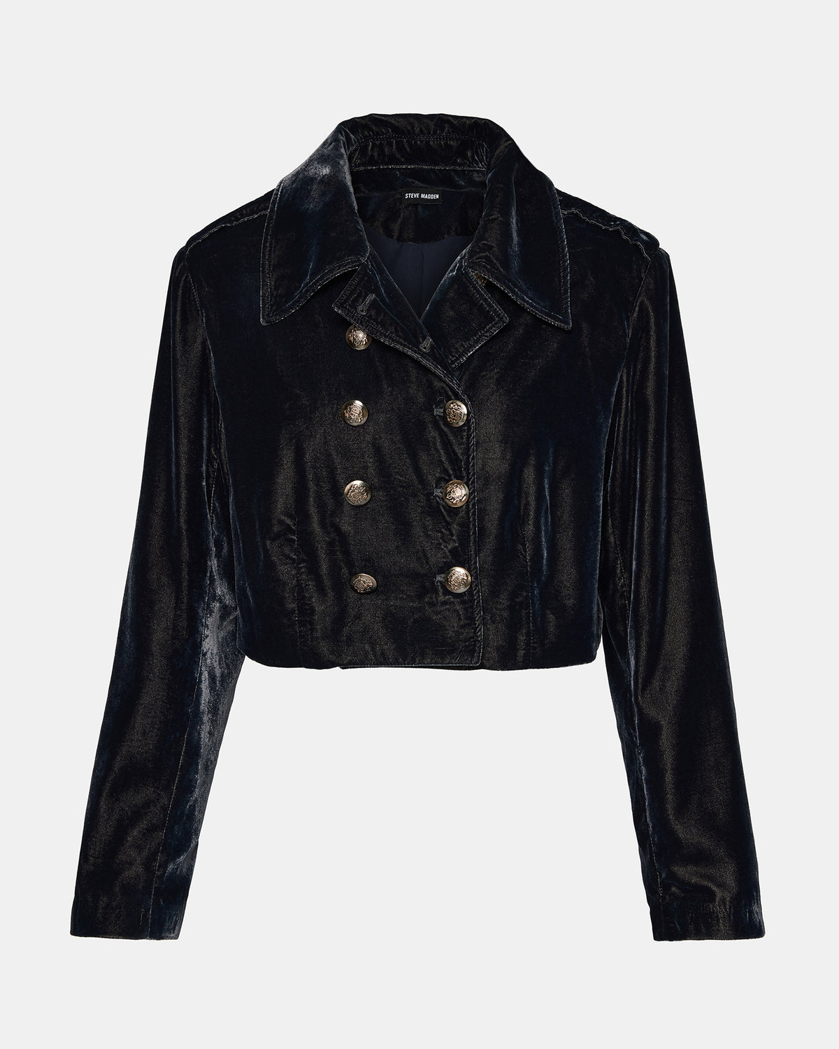 TONIA Indigo Haze Velvet Button-Up Long-Sleeved Women's Blazer Jacket Steve Madden INDIGO HAZE
