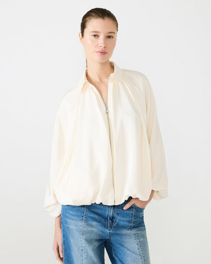 ASPEN Cream Long-Sleeved Zip-Up Puffed Bomber Women's Jacket Steve Madden CREAM