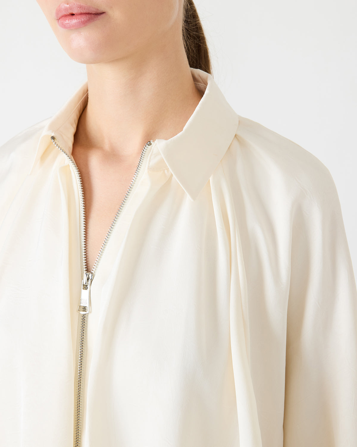 ASPEN Cream Long-Sleeved Zip-Up Puffed Bomber Women's Jacket Steve Madden CREAM