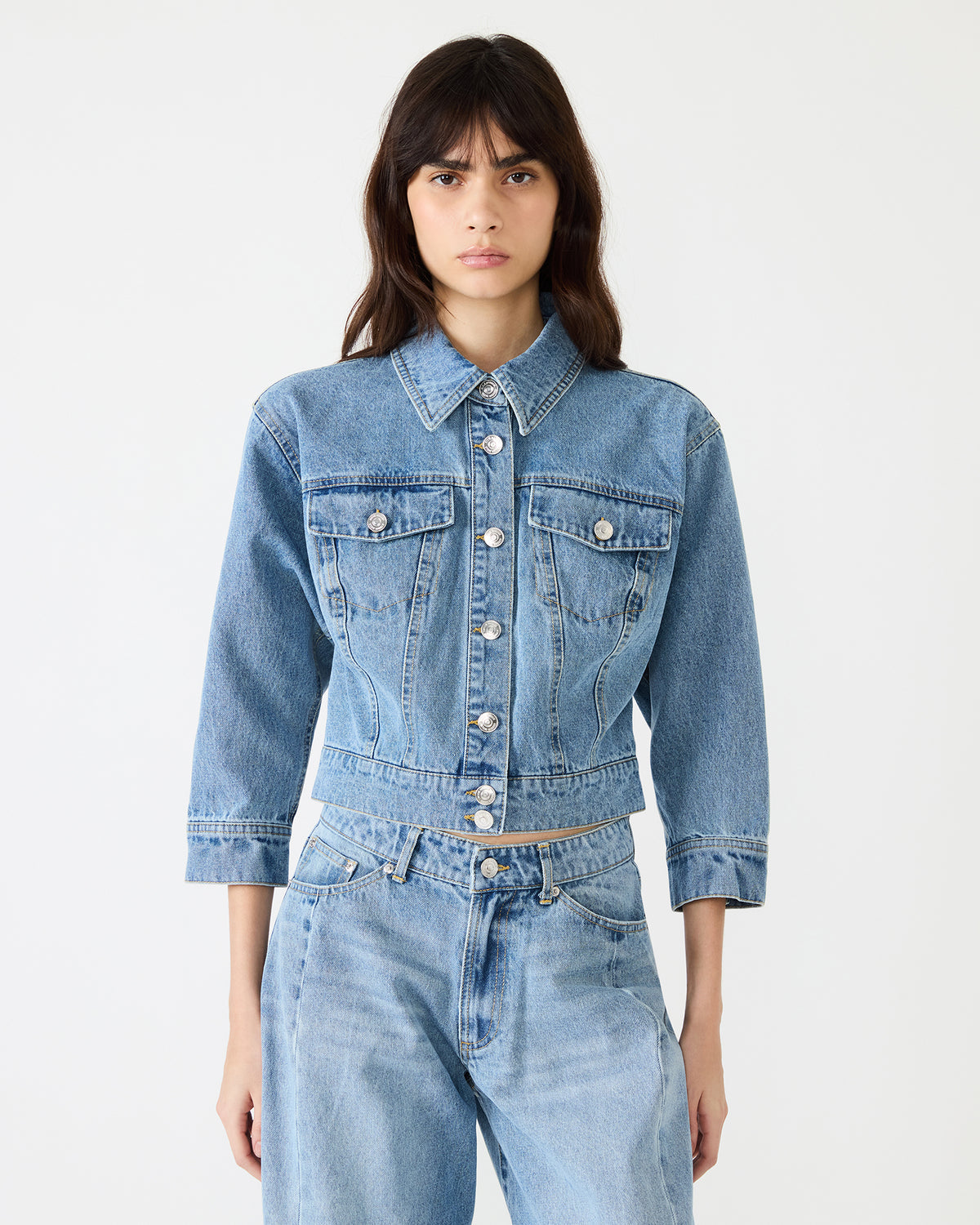 RALEIGH Forever Blue Long-Sleeved Button-Up Denim Women's Jacket Steve Madden FOREVER BLUE