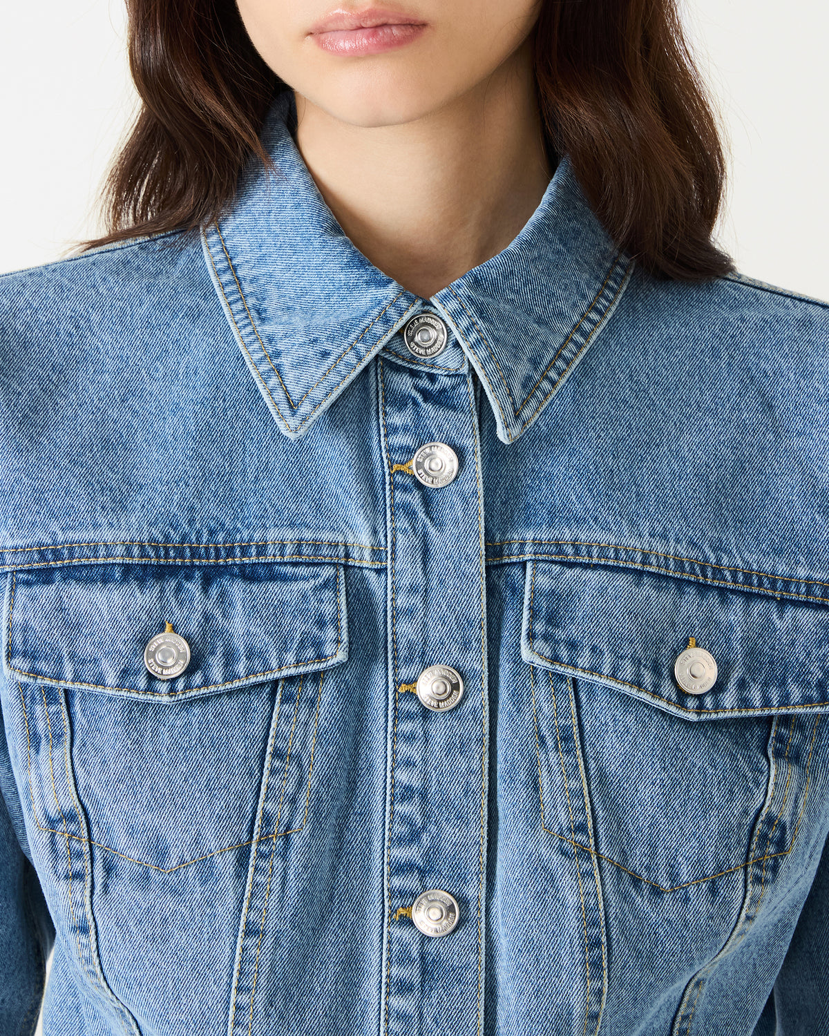 RALEIGH Forever Blue Long-Sleeved Button-Up Denim Women's Jacket Steve Madden FOREVER BLUE