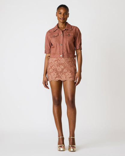 BLU Rust Short-Sleeved Denim Button-Up Women's Jacket Steve Madden RUST