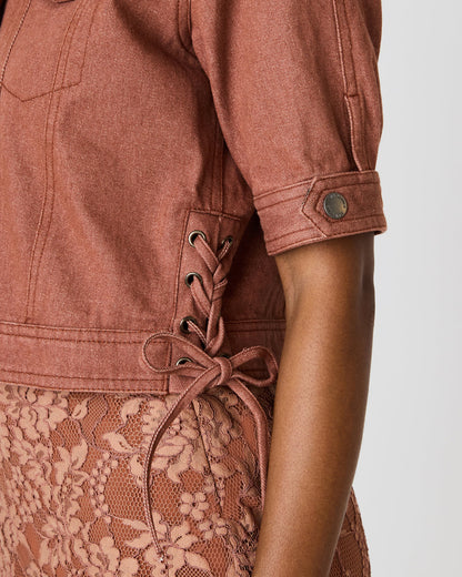 BLU Rust Short-Sleeved Denim Button-Up Women's Jacket Steve Madden RUST
