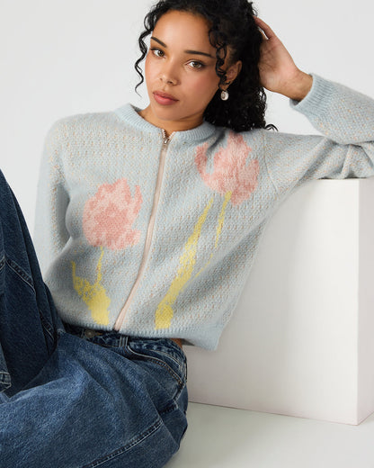 JENA Multi Long-Sleeved Zip-Up Women's Sweater Jacket Steve Madden MULTI