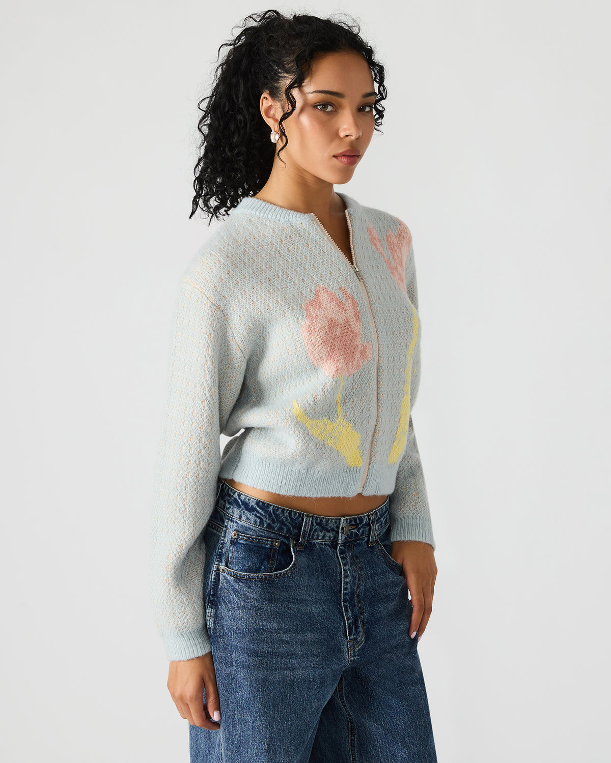 JENA Multi Long-Sleeved Zip-Up Women's Sweater Jacket Steve Madden MULTI