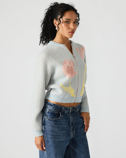 JENA Multi Long-Sleeved Zip-Up Women's Sweater Jacket Steve Madden MULTI