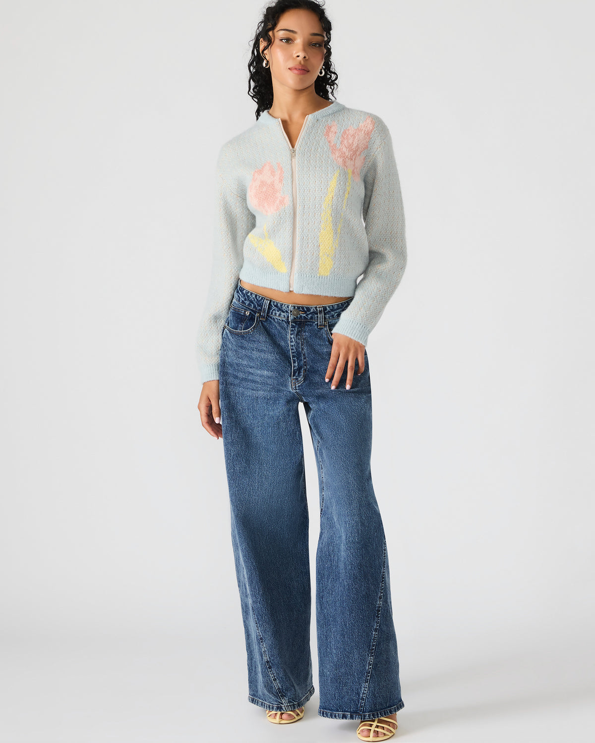 JENA Multi Long-Sleeved Zip-Up Women's Sweater Jacket Steve Madden MULTI