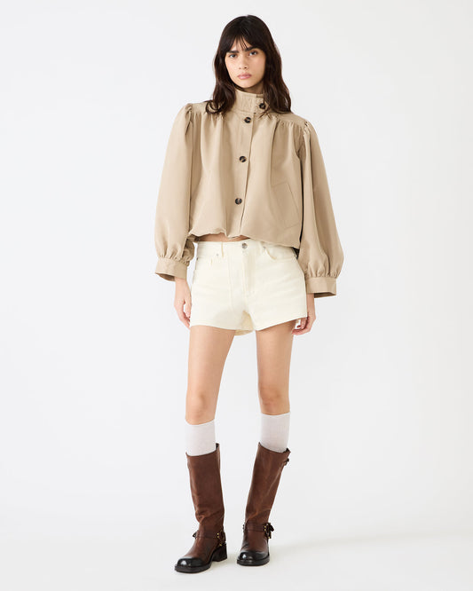 DEEDEE Tan Long-Sleeved Button-Up Collared Women's Jacket Steve Madden TAN
